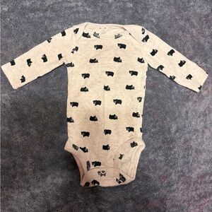 Adorable Beige and Black Animal Print Baby Onesie